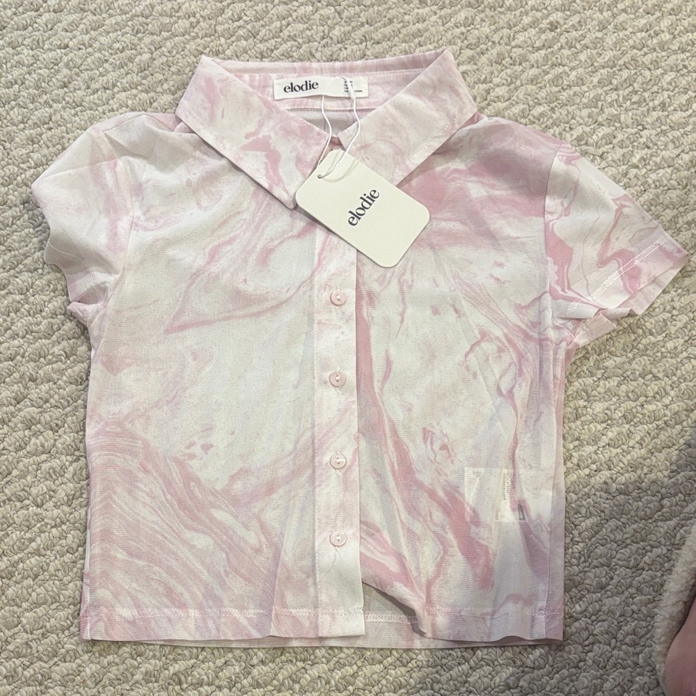 anthropology, Elodie Pink Marble Kids Shirt